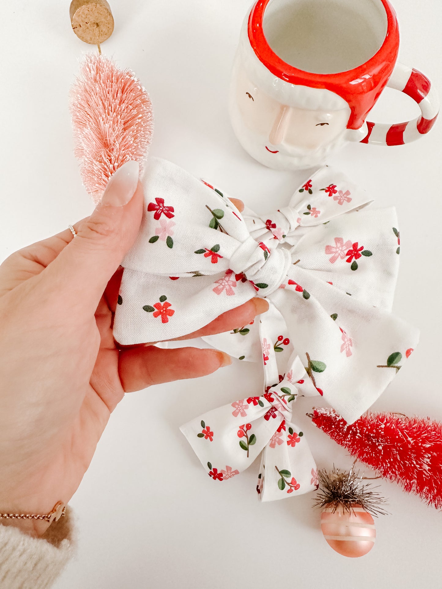 Hand tied Bow - Holly berries